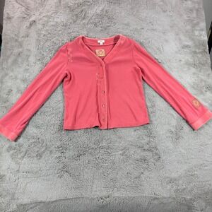 J.Jill Women's Embroidered‎ Velour Cardigan Button Front Pink Small Y2K